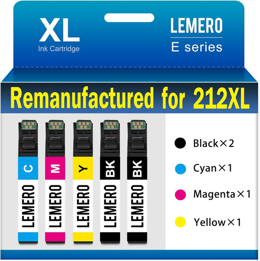 LEMER Remanufactured Epson 212XL Ink Cartridges Combo Pack