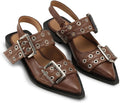 Wide Welt Buckle Ballet Flats for Women Slingback Flats - Comfortable