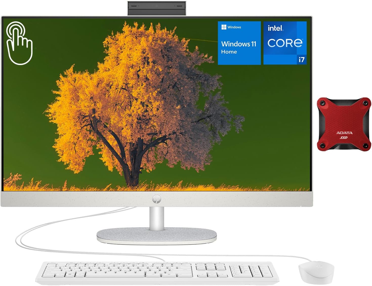 HP 27 FHD AIO Desktop, Intel Core i7, 64GB RAM, 1TB SSD, Win 11 + ADATA 512GB SSD