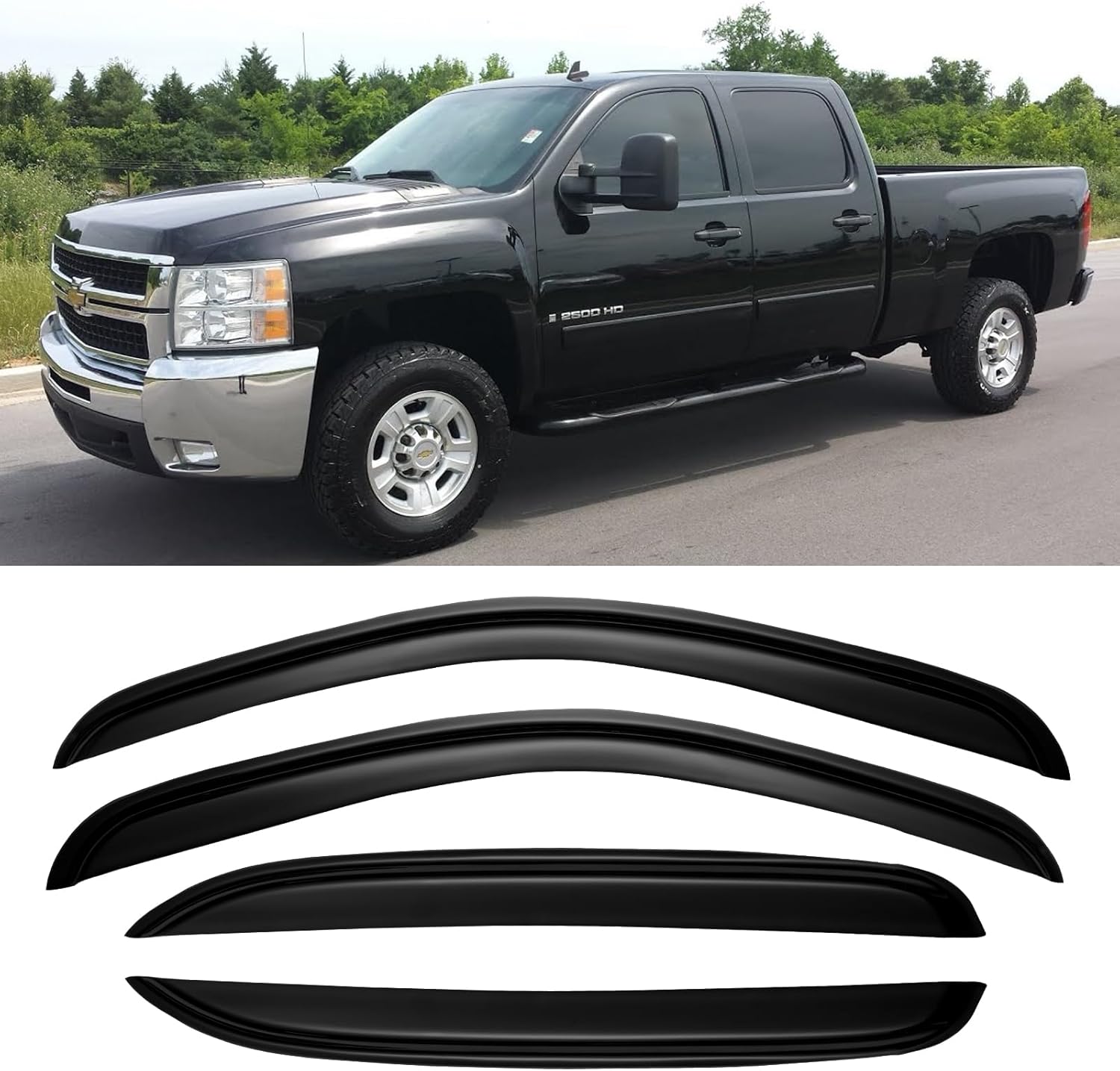 Window Rain Guards for 2007-2013 Chevy Silverado and GMC Sierra