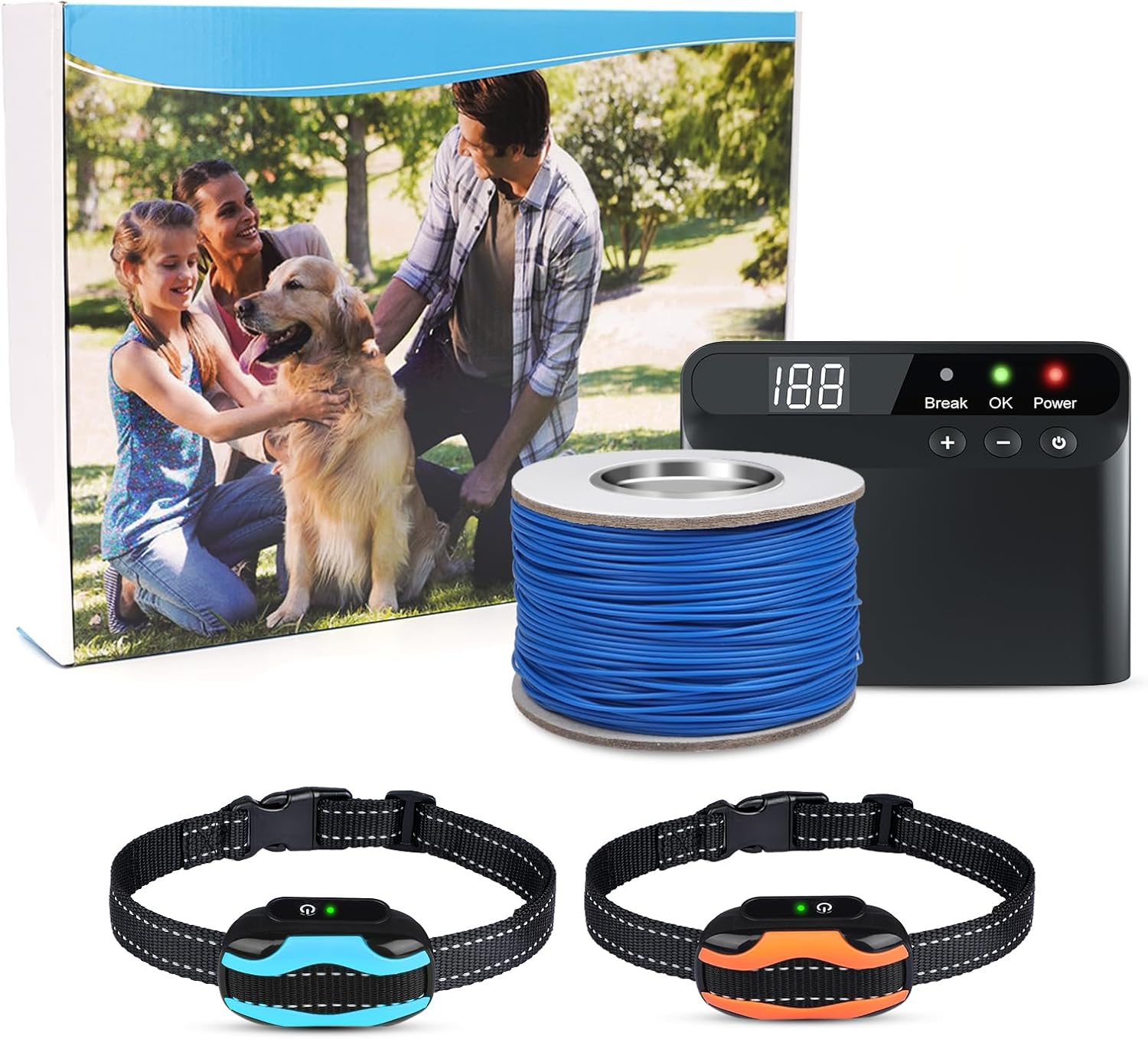 PcEoTllar Electric Dog Fence: 2 Collar Receivers, 656Ft Boundary