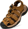 Men's Closed Toe Leather Hiking Sandals for Outdoor Adventures