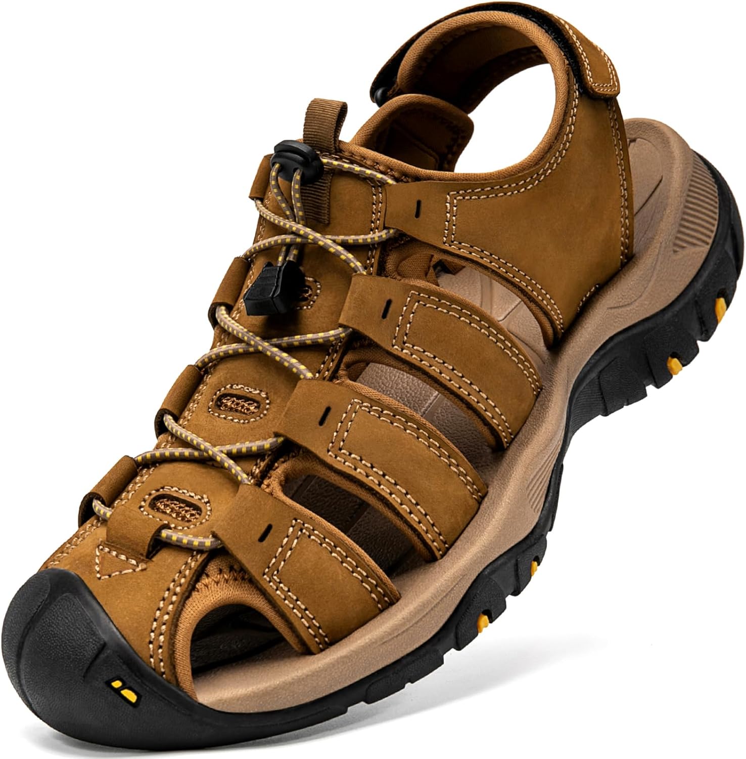 Men's Sport Sandals Closed Toe Leather Hiking Shoes for Outdoors