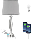 Seealle Touch Control Bedside Lamp - 3 Way Dimmable with USB C+A
