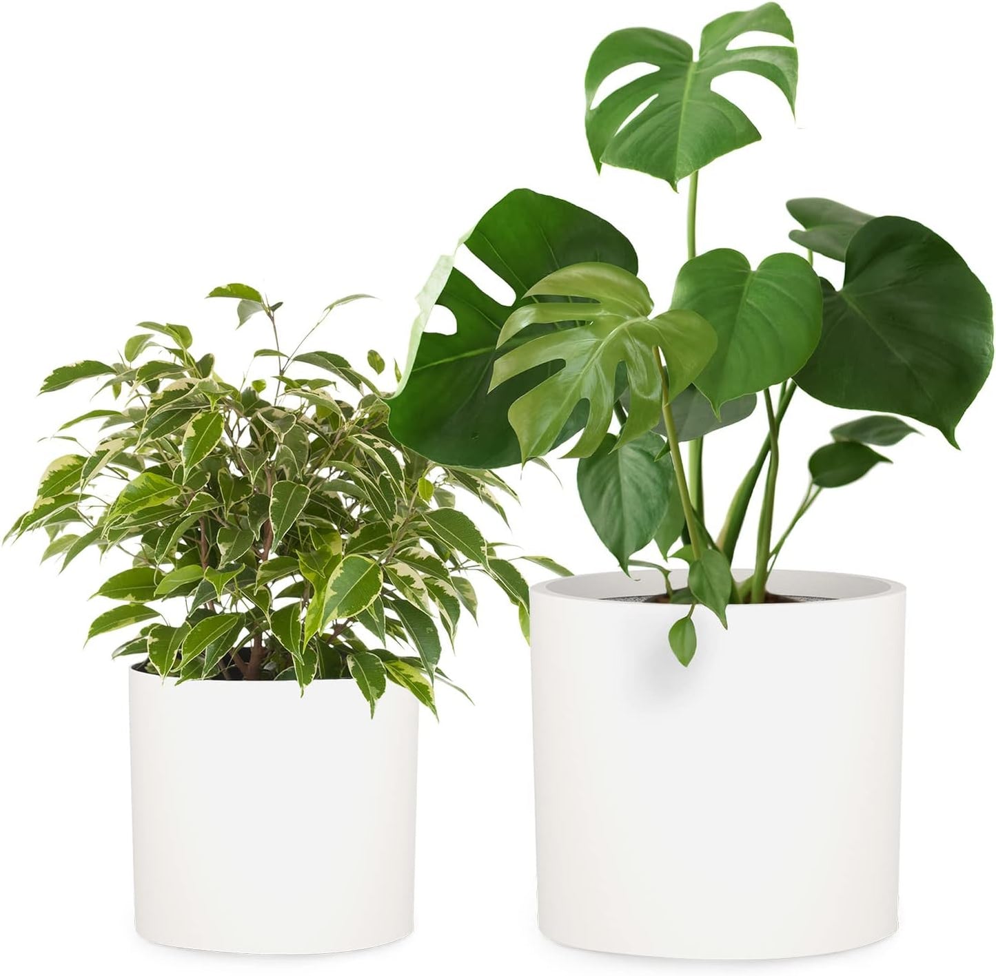 Large Fiberstone Planters Set of 2 for Indoor & Outdoor Use