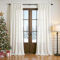 Lazzzy White Velvet Curtains 120 in Long Light Filtering Drapes