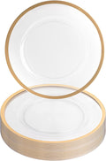 13-In Charger Plates 16 Pack - Elegant Clear Gold Rim for Events