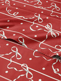Queen Christmas Ribbon Sheet Set - Festive 4-Piece Holiday Bedding