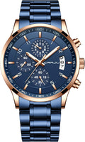 CRRJU Men's Waterproof Stainless Steel Chronograph Watch for Style