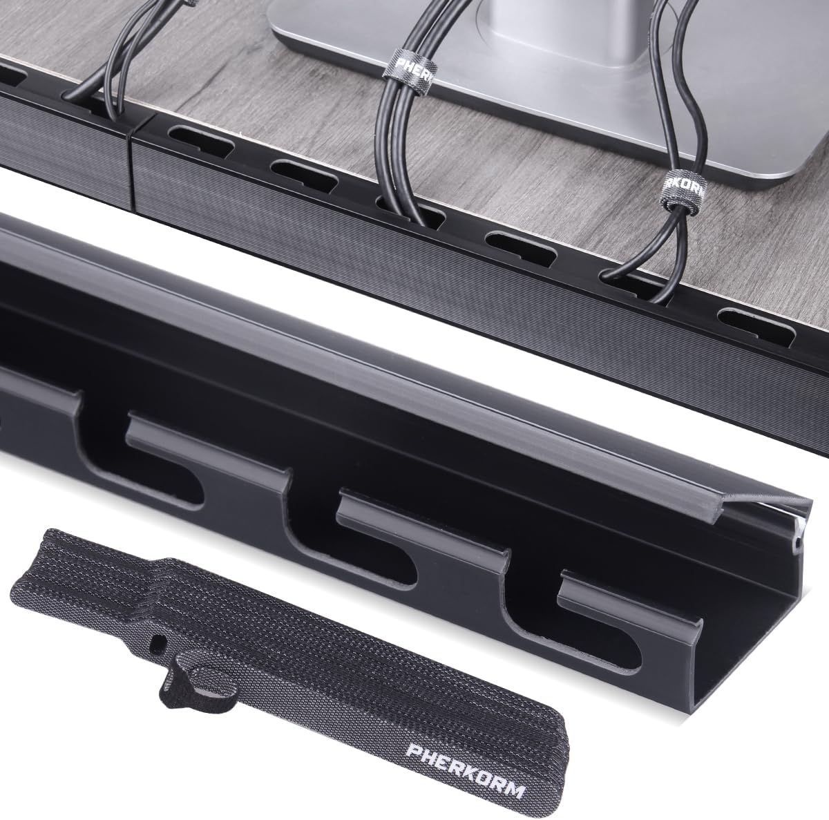 PHERKORM Under Desk Cable Raceway Kit - Neatly Organize Cords!