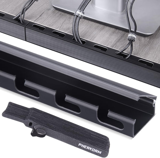 PHERKORM Under Desk Cable Raceway Kit - Neatly Organize Cords!