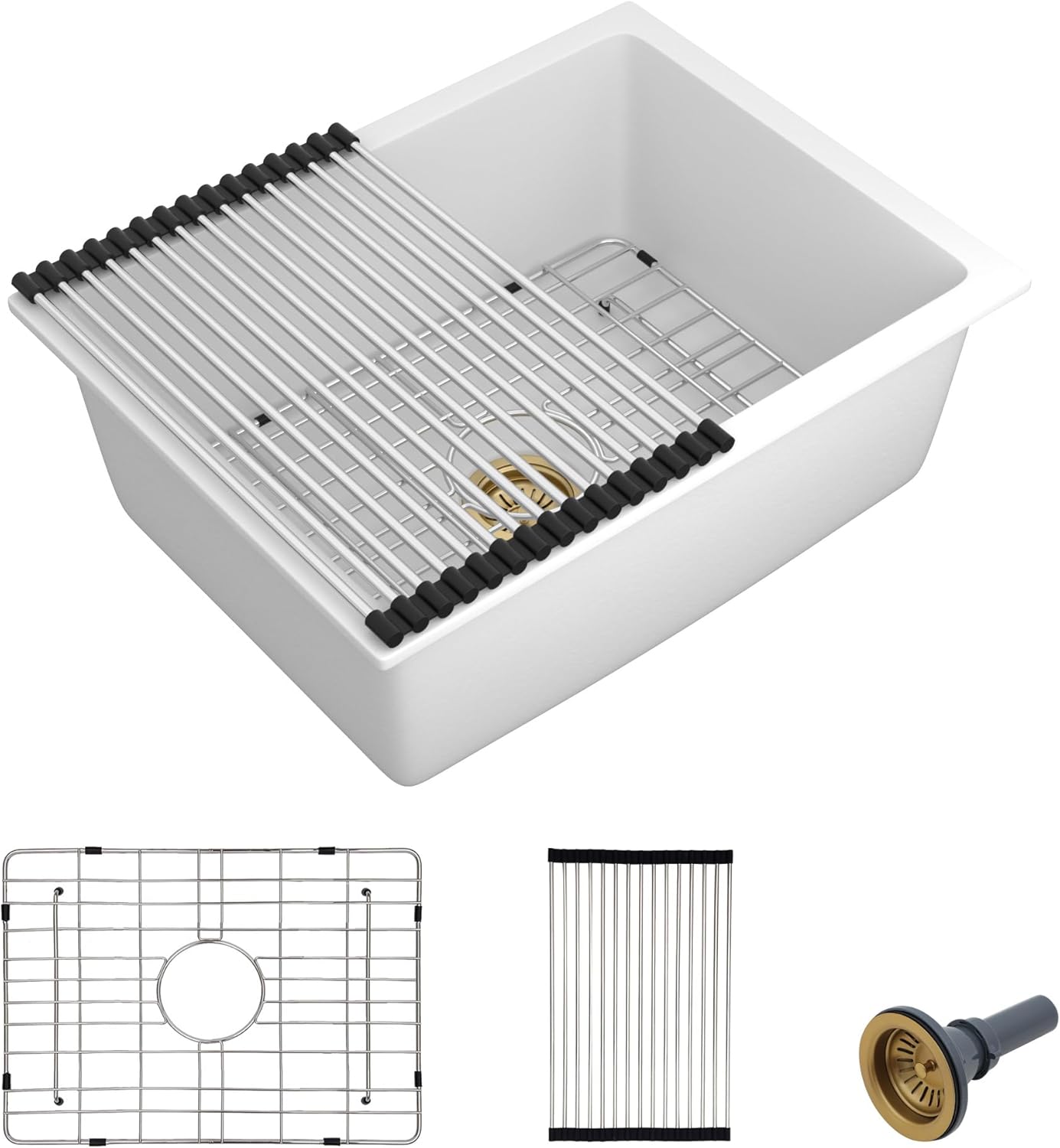 22-Inch Undermount Wet Bar Sink - Classic White Granite Composite