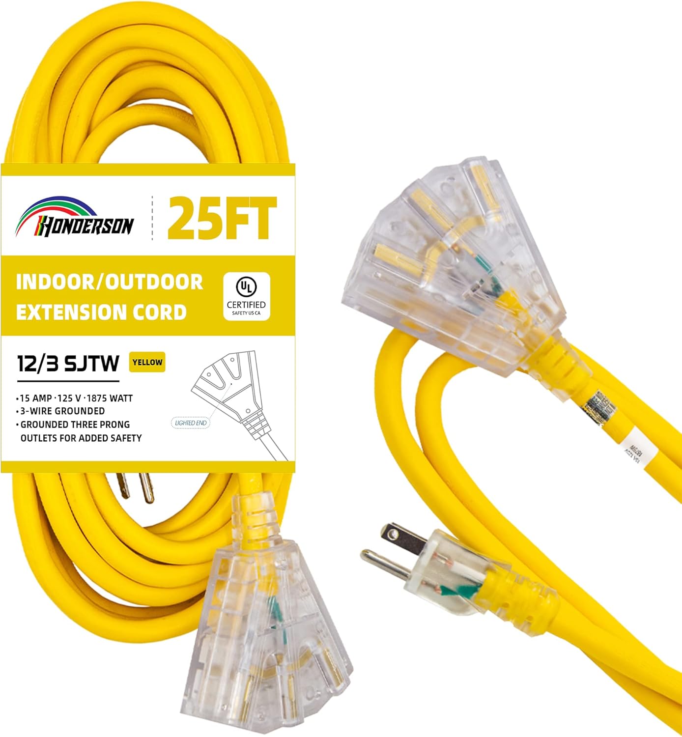 3-Outlets Weatherproof Extension Cord for Indoor and Outdoor Use