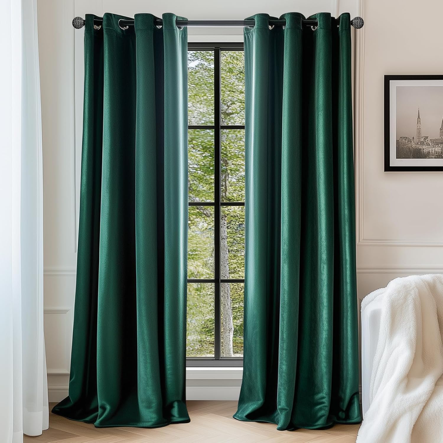 108 Emerald Green Blackout Velvet Curtain
