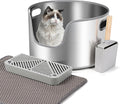 Stainless Steel Litter Box, 17.4 x 11 in High Sided Tray - Durable