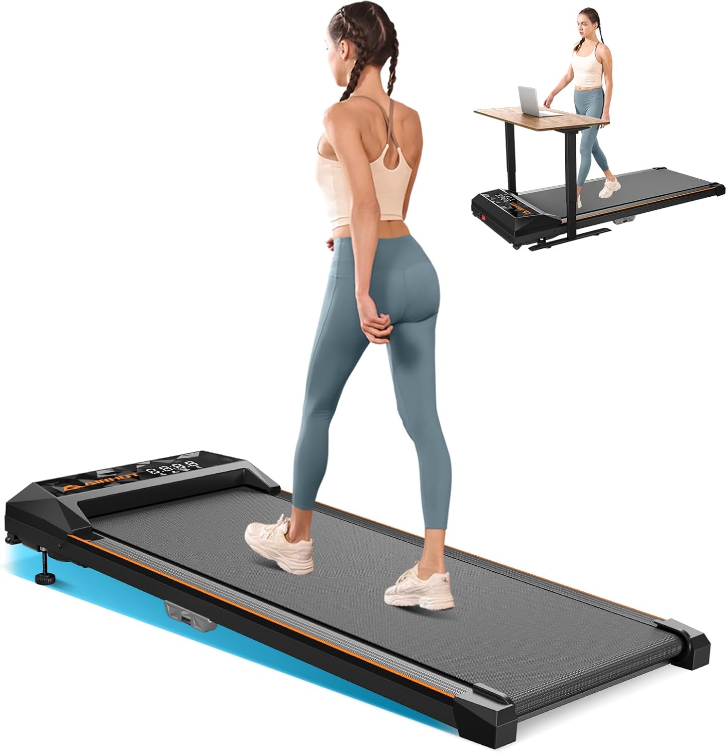 Compact Incline Walking Pad for Home Office - 265LB Capacity