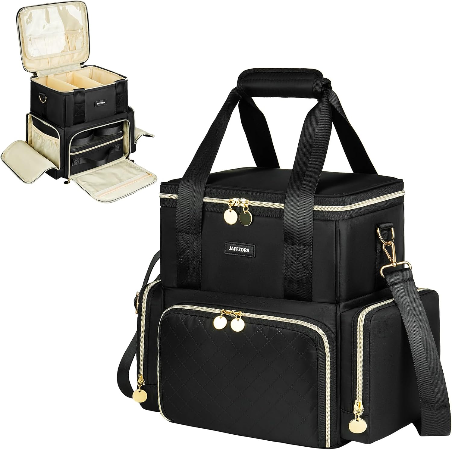 Jaffzora Extra Large Makeup Bag with 3 Removable Cases