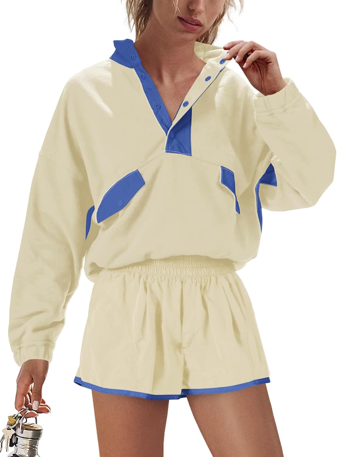 Nirovien Womens Workout Sets Athletic Short Sweat Set Activewear