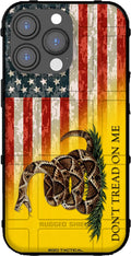 iPhone 14 Pro Max Rugged Shield Case - Dont Tread on Me US Camo