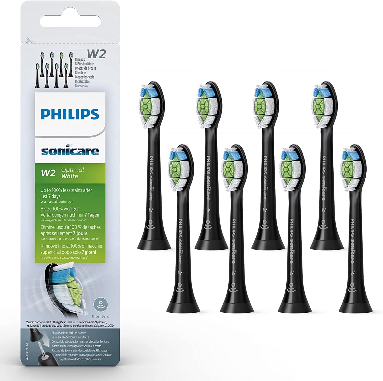 Philips Sonicare W2 Optimal White Sonic Toothbrush Heads - 8 Pack