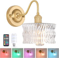 Battery Operated Wall Sconce with Clear Ripple Glass Shade