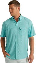 HUK Mens Tide Point Pattern Short Sleeve Shirt - Lightweight Fishing