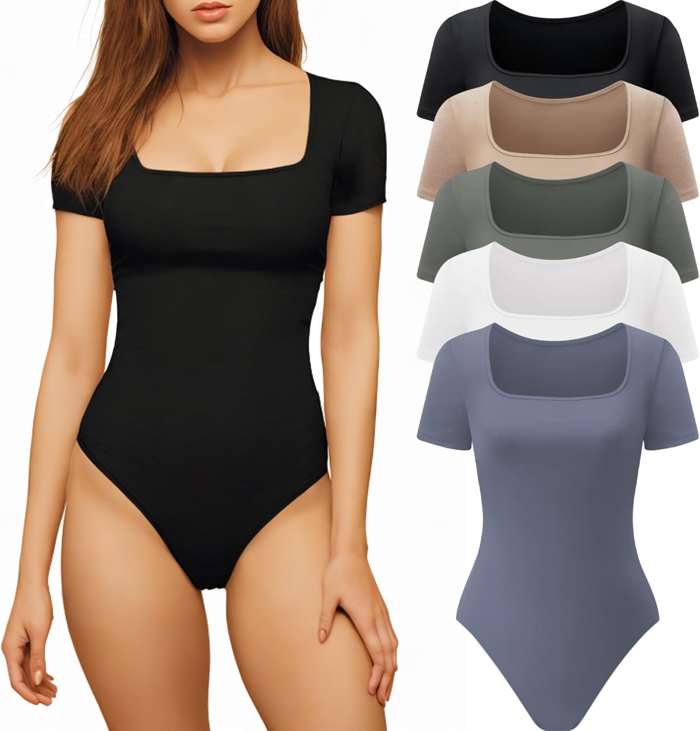 CE' CERDR Womens 5 Pack Short Sleeve Bodysuits for Every Occasion