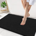 34x21 Black Chenille Bath Rug - Extra Soft Absorbent Shower Mat