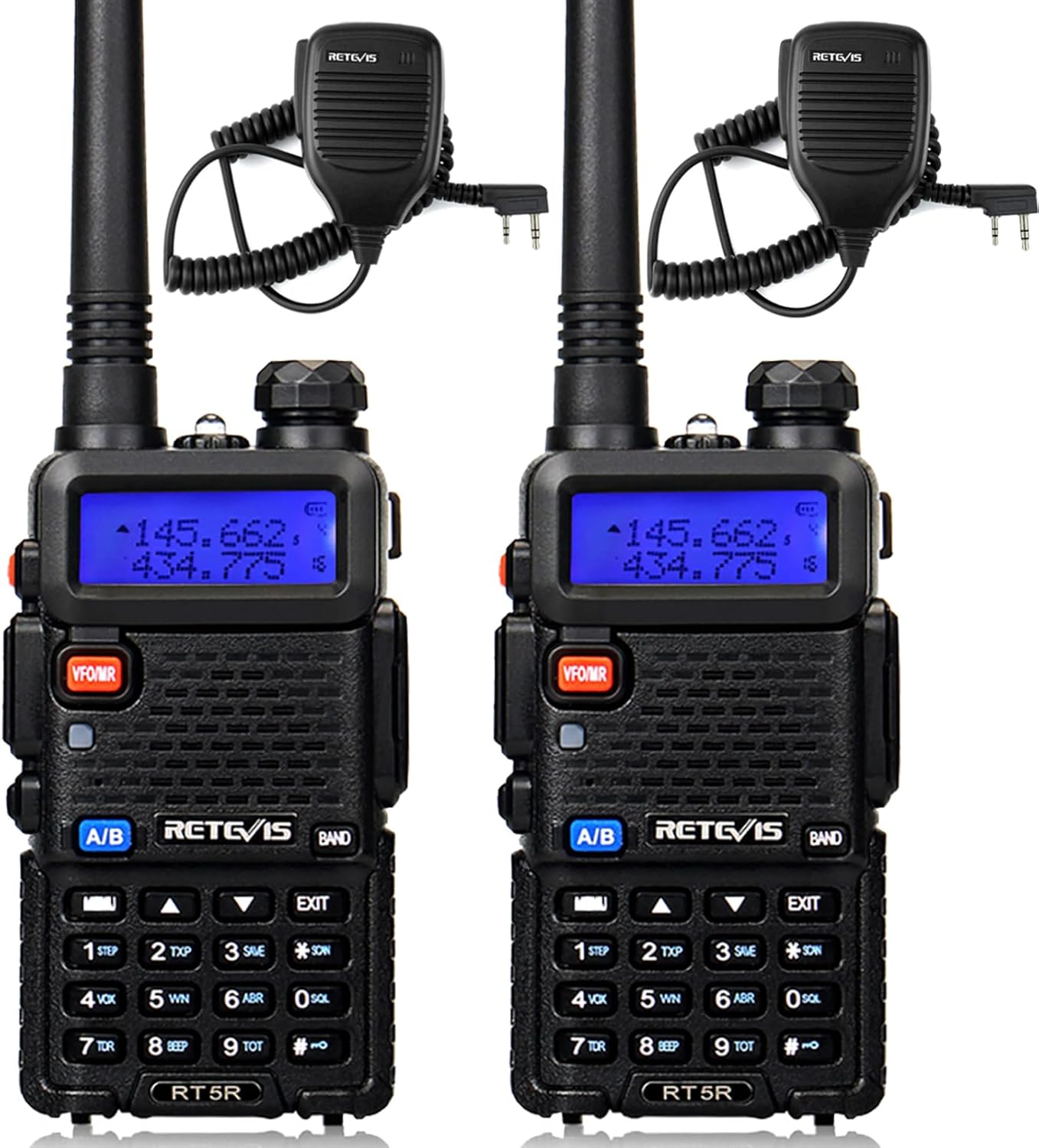 Retevis RT-5R Walkie Talkies Long Range with Shoulder Mic