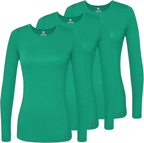 Adar Underscrubs for Women 3 Pack - Long Sleeve Comfort Tee