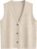 LILLUSORY Vest Tops for Women Striped Sweaters Button
