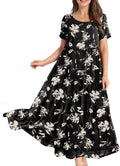 Bohemian Floral Maxi Dress - Lightweight Summer Swing Dress