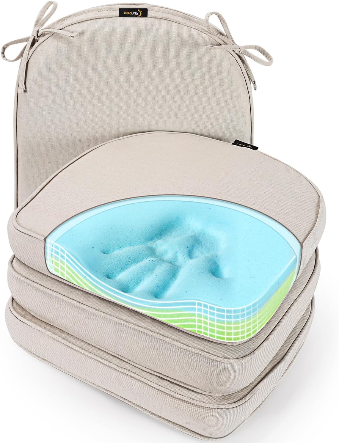 SUNROX Gel Memory Foam Chair Cushions for Indoor and Outdoor Use