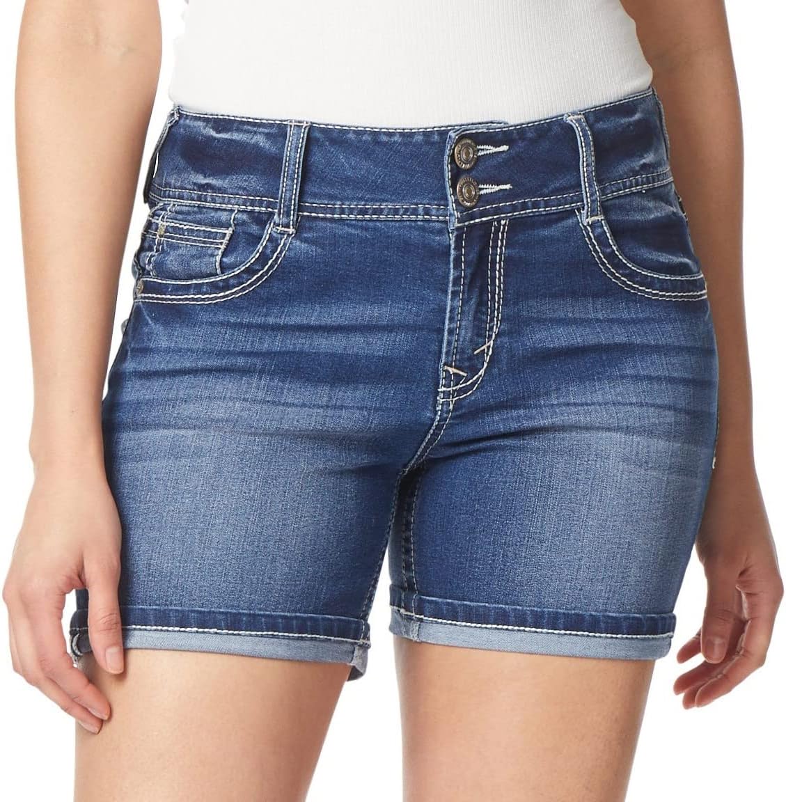 WallFlower Women's Luscious Curvy 9-inch Mid-Rise Bermuda Shorts