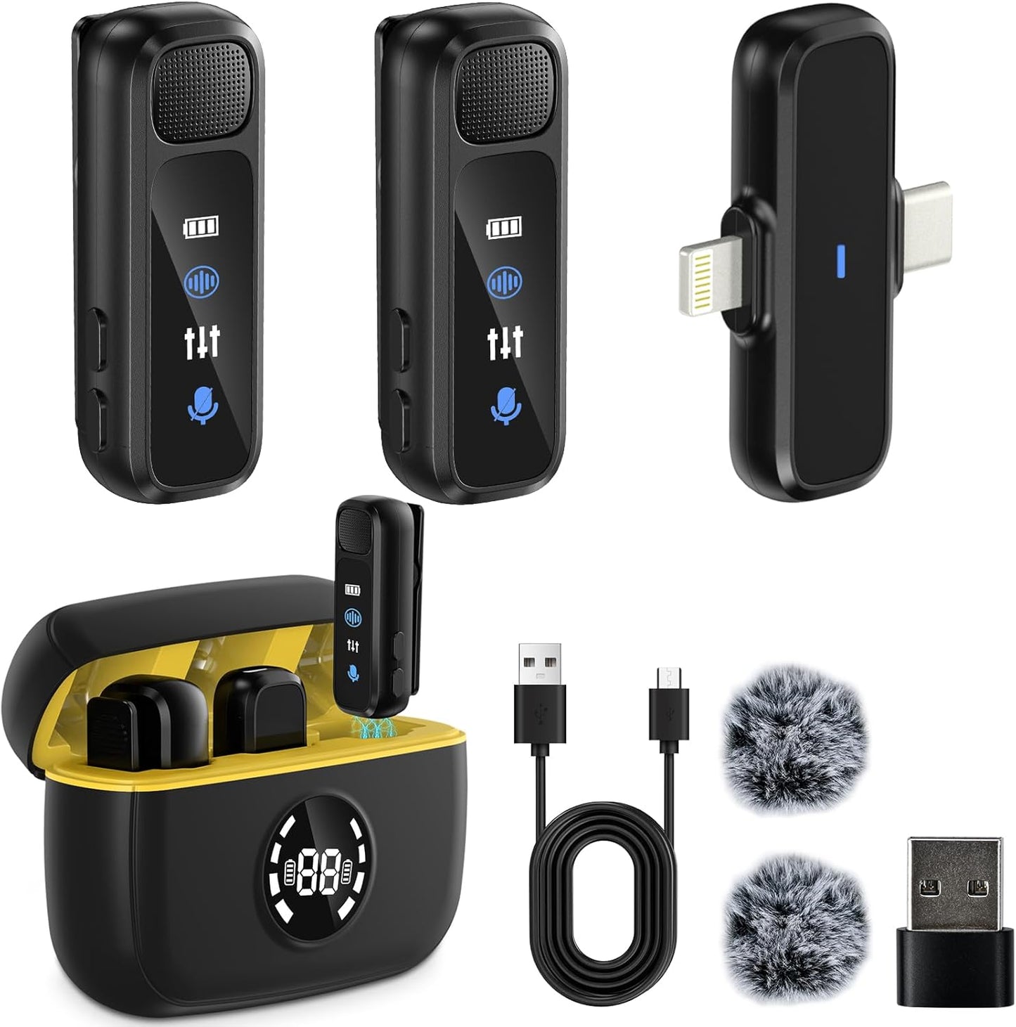 3 in 1 Wireless Lavalier Microphone for Android and PC Use