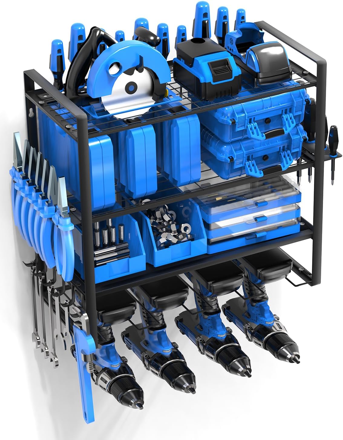 4 Layer Power Tool Organizer with Charging Station