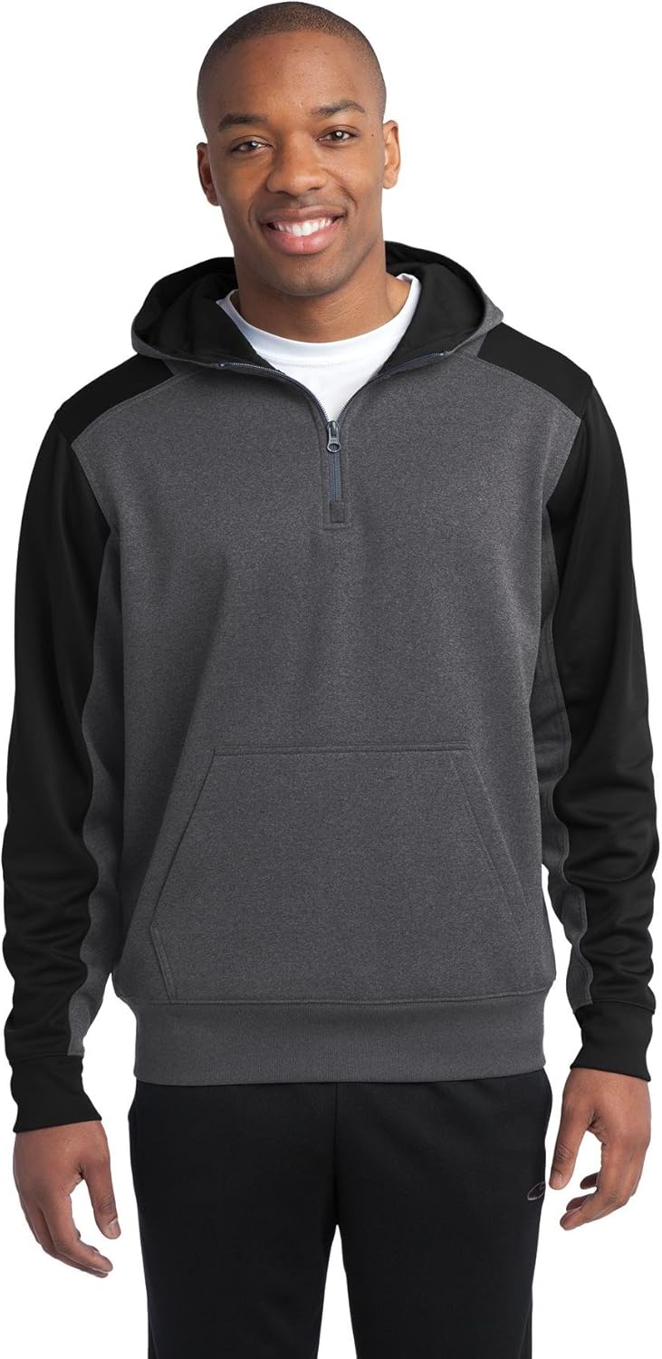 SPORT-TEK Tech Fleece 2XL Hoodie Graphite/Black