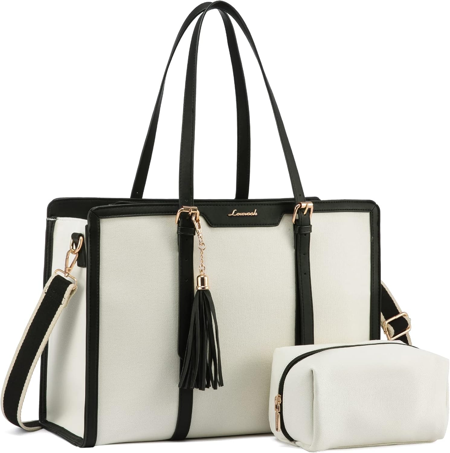LOVEVOOK 17 Inch Lightweight Canvas Laptop Tote Bag for Women