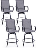 Patio Swivel Bar Stools Set of 4 - All-Weather High Bistro Stools