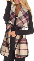 YACUN Women's Casual Plaid Vest Jacket with Sleeveless Style