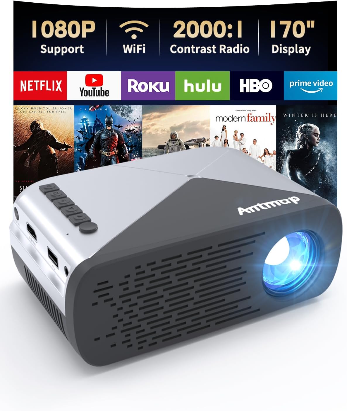 Wireless Mini Projector: 1080P Support, Portable & Fun!