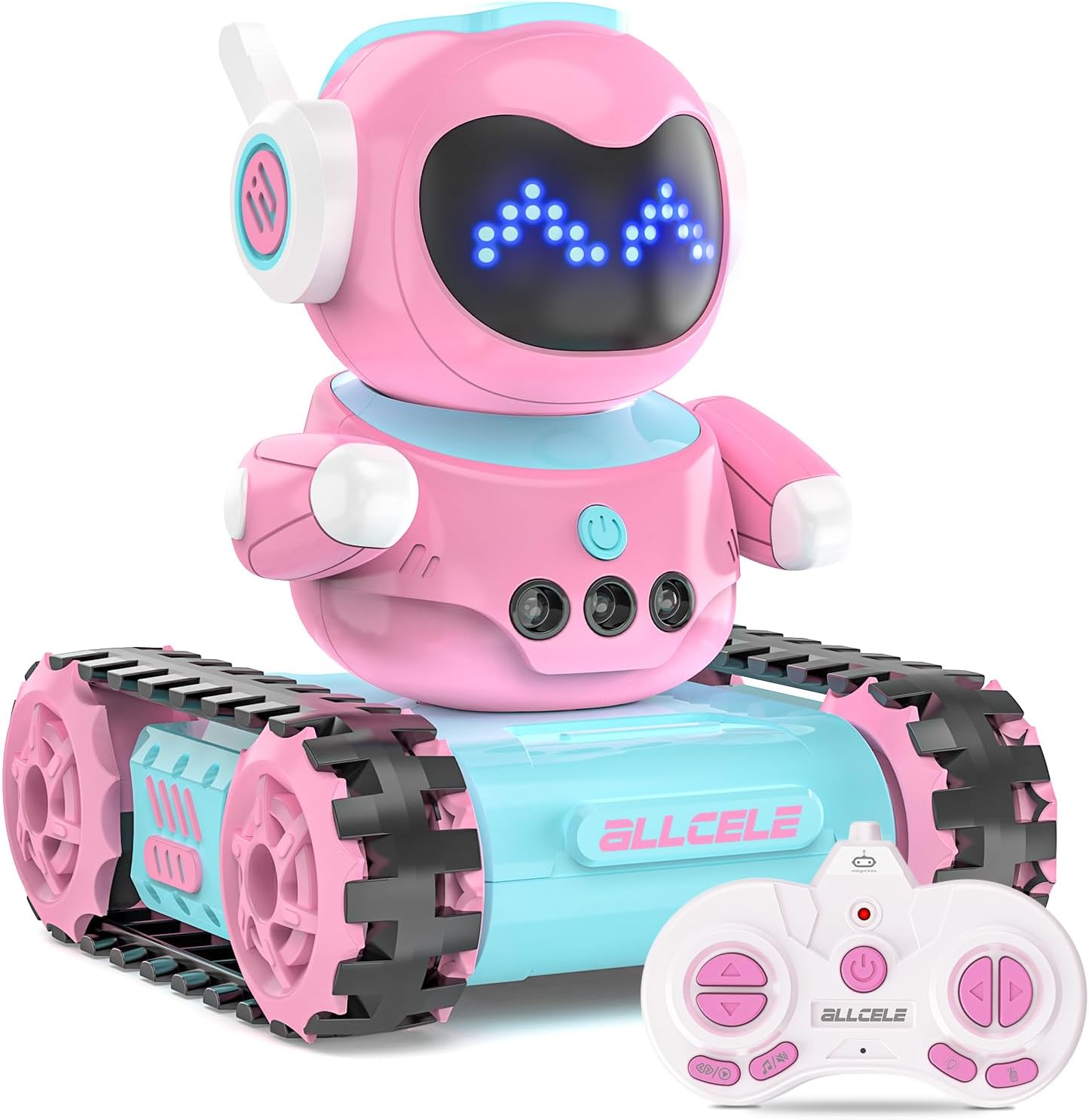 ALLCELE LED RC Robot Toy for Girls with Walkie Talkie Fun