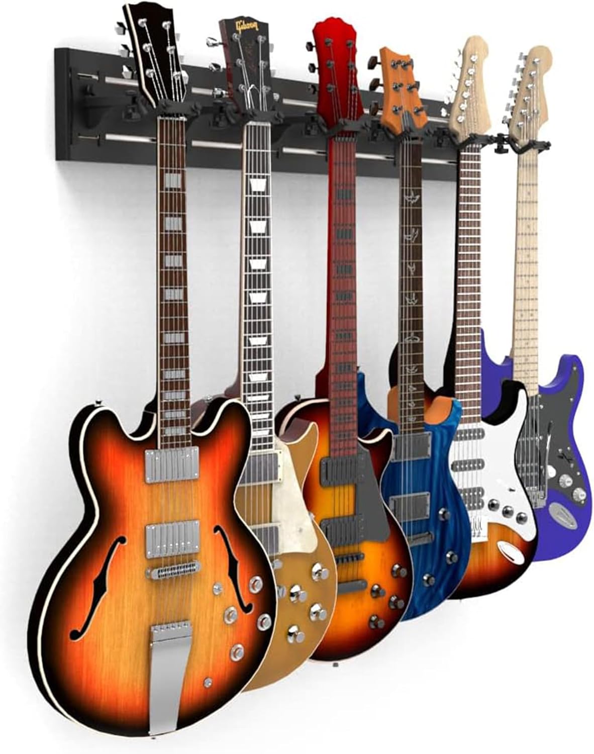 DLDIRECT Multiple Guitar Wall Mount with 6 Holder Locking System