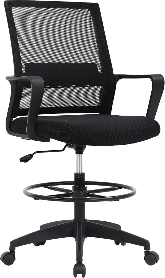 Drafting Chair with Lumbar Support and Adjustable Height Features