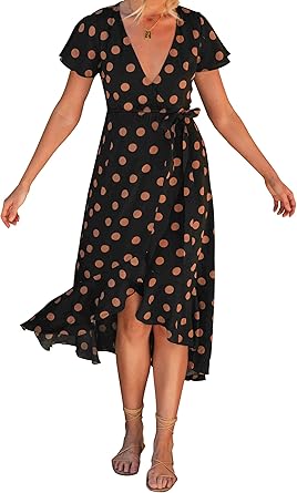 ZESICA Women's Summer Bohemian Floral Printed Midi Dress