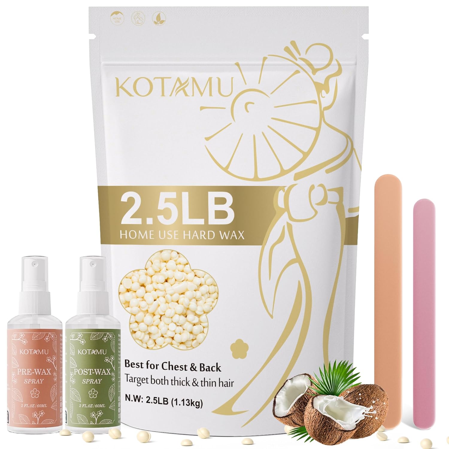 KOTAMU Hard Wax Beads for Effective Hair Removal at Home