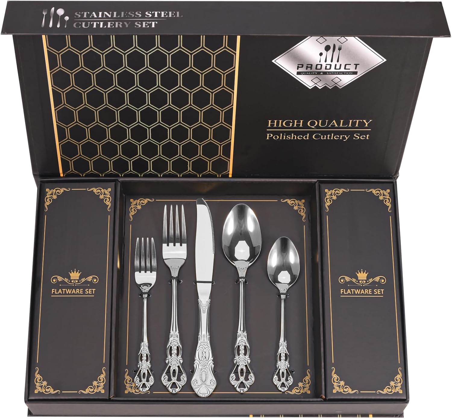Retro Royal Silverware Set with Gift Box for Elegant Dining