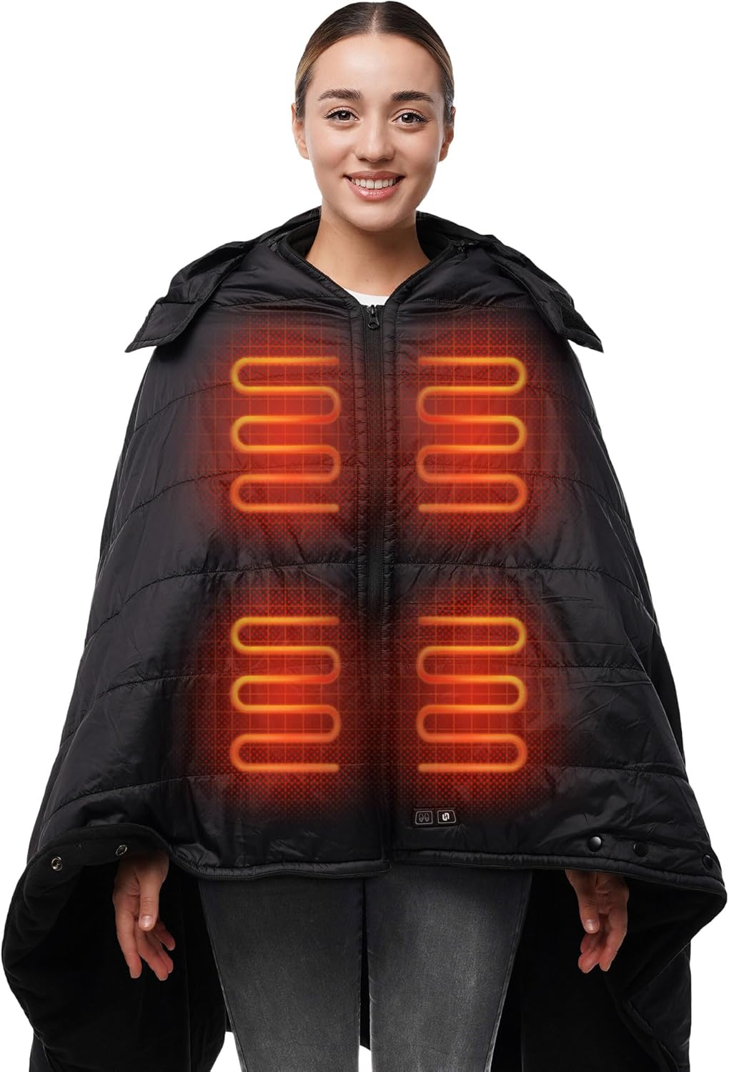 HENNCHEE Heated Blanket Battery Operated with Removable Hood