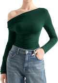 Women Long Sleeve Off Shoulder Tops Cowl Neck Going Out Shirt - Soft