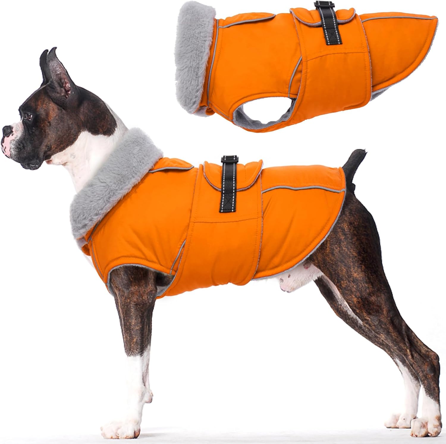 Lelepet Warm Dog Coat Reflective Fleece Vest for Cold Weather
